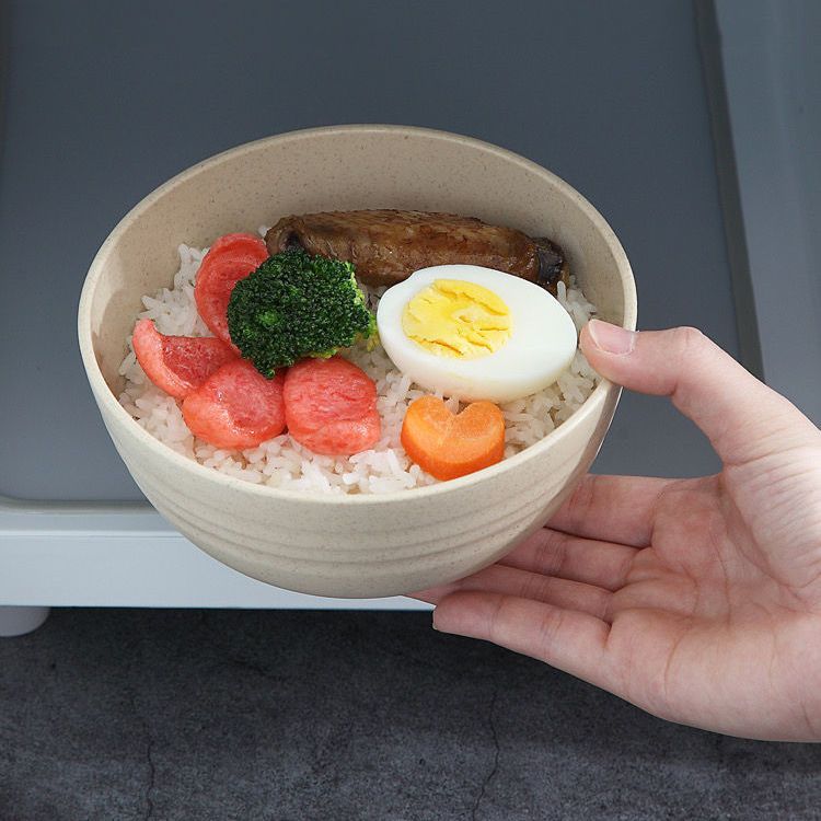 Wheat straw, Japanese rice bowl, plastic bowl, household creative anti falling bowl, student instant noodles bowl, tableware, large soup bowl