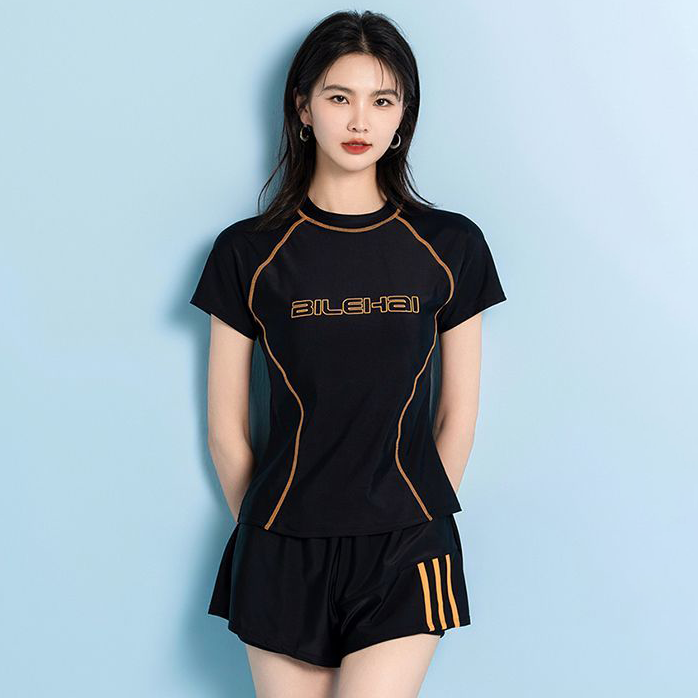 Split swimsuit for women, fashionable beach style, fresh and sporty style, ins style shorts, two-piece set, concealing flesh and slimming swimsuit