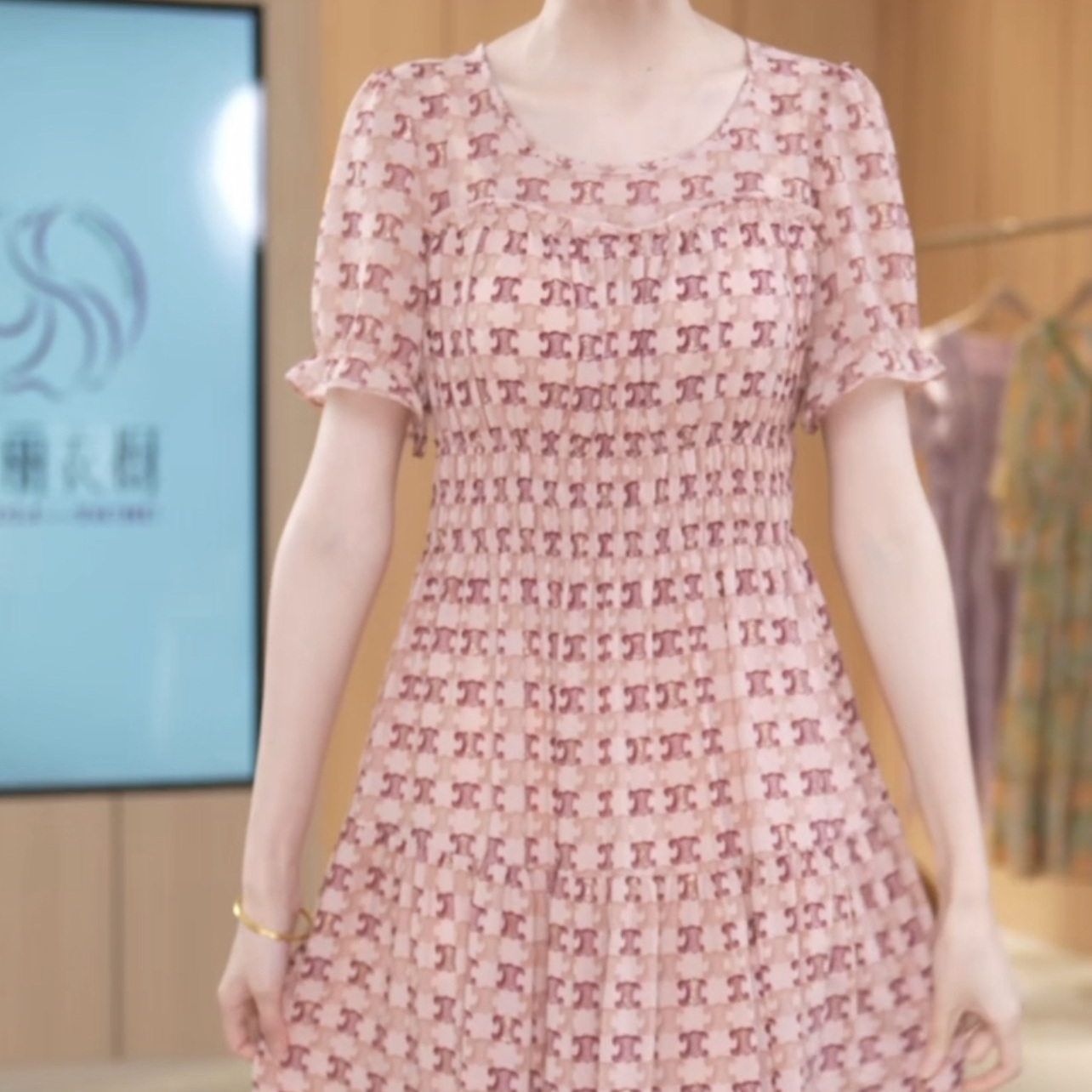 冰絲緞連衣裙2023新款女裝夏季收腰顯瘦優雅氣質名媛淑女中長裙子
