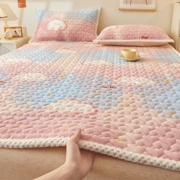 牛奶绒床垫软垫家用冬季珊瑚绒褥子薄垫子保暖法兰绒加厚毯子床褥