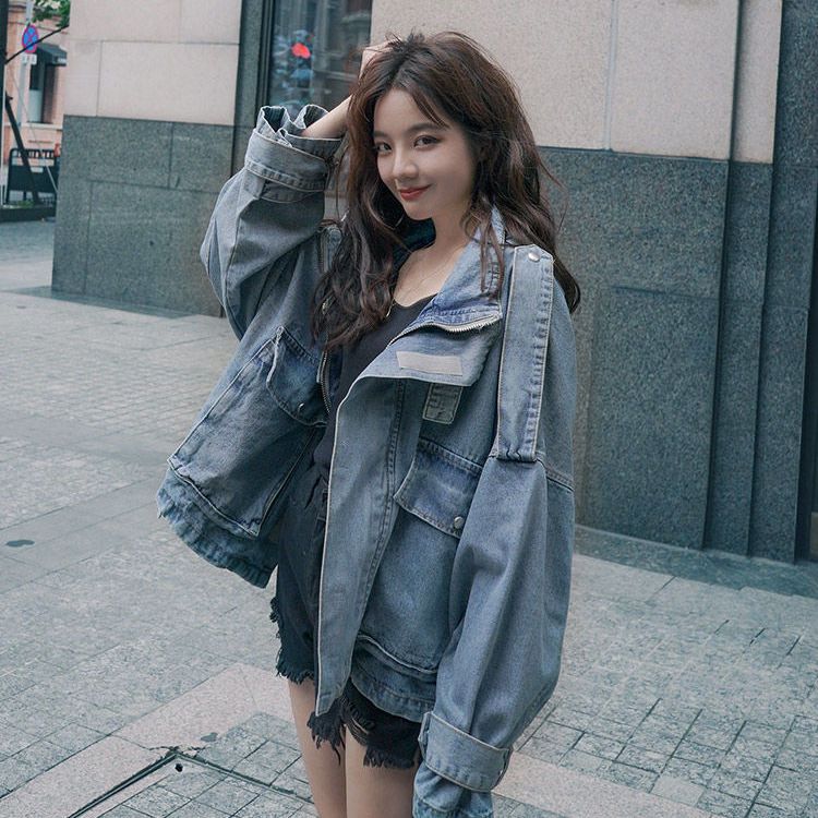 2022 new spring and autumn retro Korean version loose all-match net red jacket student short workwear denim jacket female