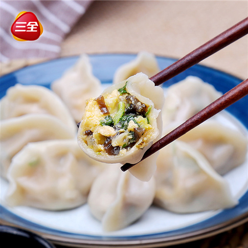 三全水饺素馅组合450g*4袋家庭早餐夜宵白菜青椒韭菜鸡蛋速食饺子【15