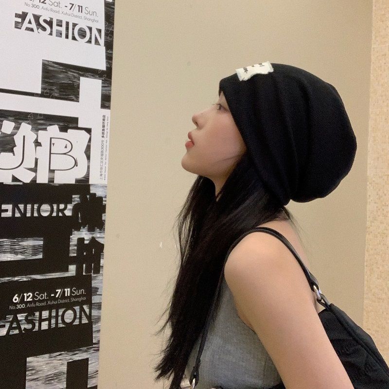 Internet celebrity thin style plain face small pile hat for women summer big head wrap hat trendy headscarf hat to keep warm during confinement