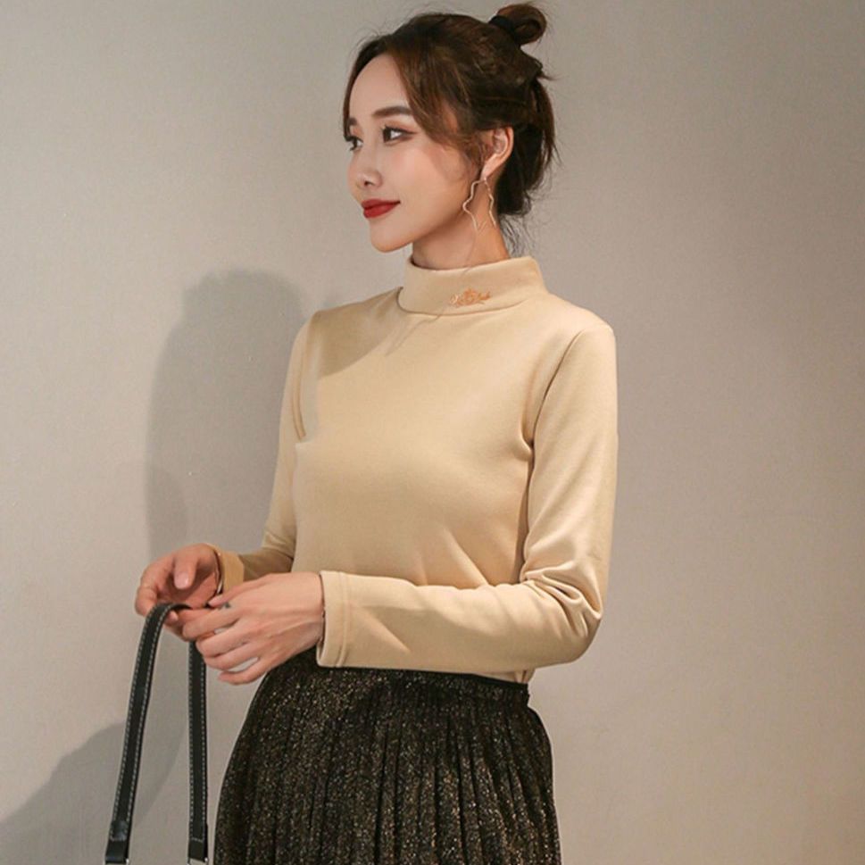 88558-半高领秋冬款打底衫女温柔系双面德绒新款修身显瘦高档内搭长袖女-详情图