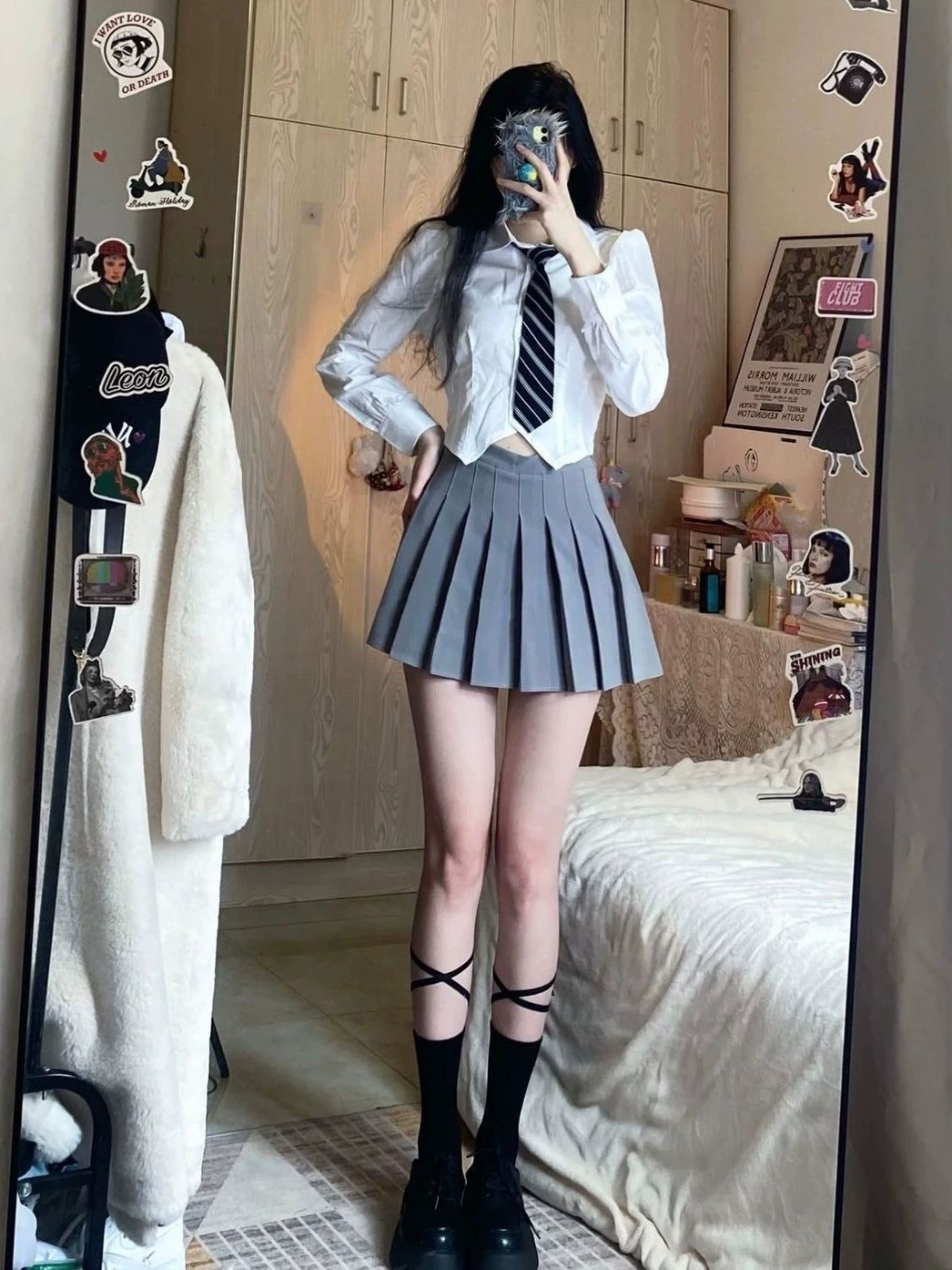 純欲風白色jk收腰襯衫女長袖辣妹制服襯衣基礎款修身短款上衣秋季