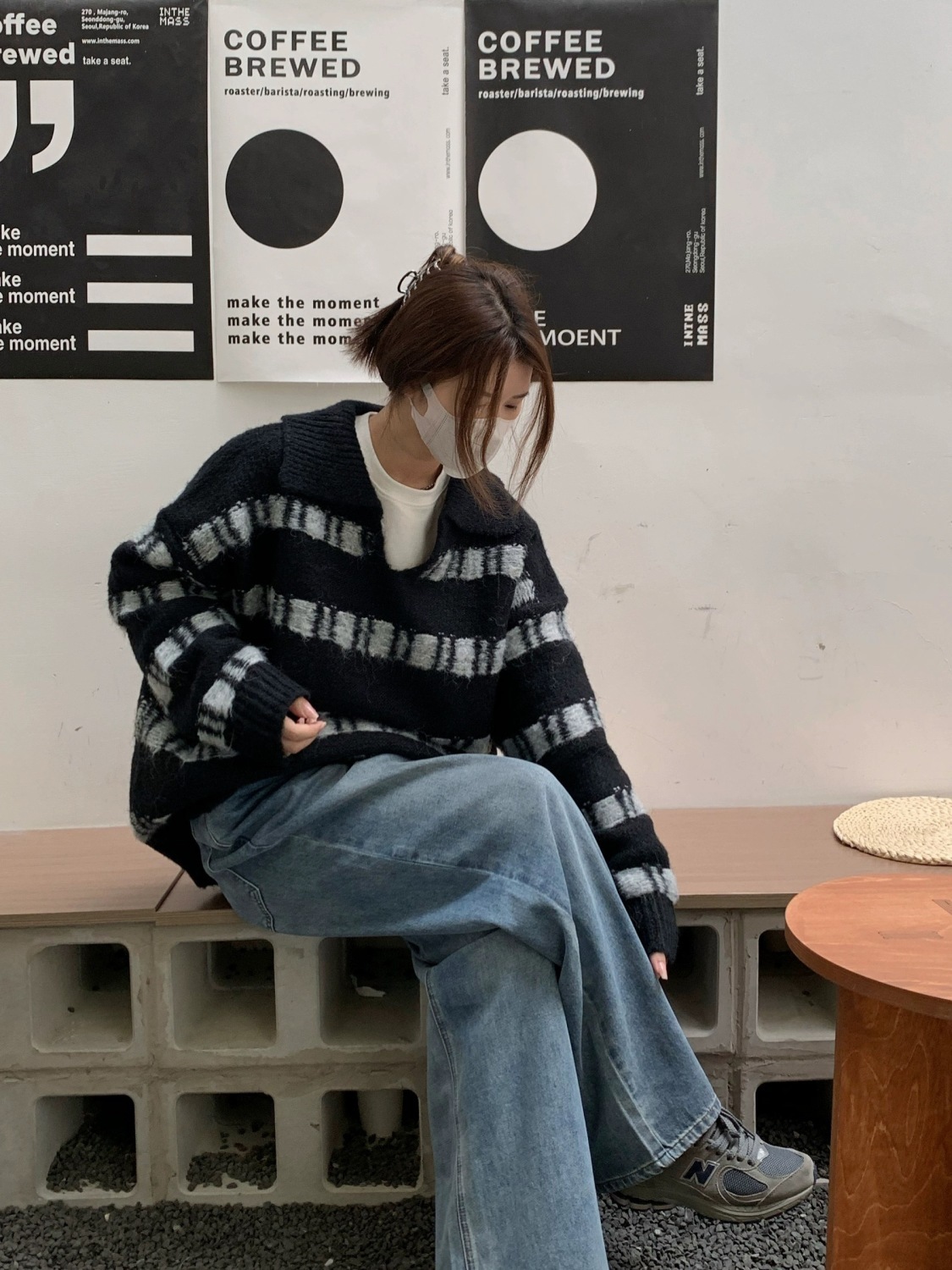 HVIVI格紋毛衣外套女春秋寬鬆休閒慵懶風加厚設計感針織套頭上衣