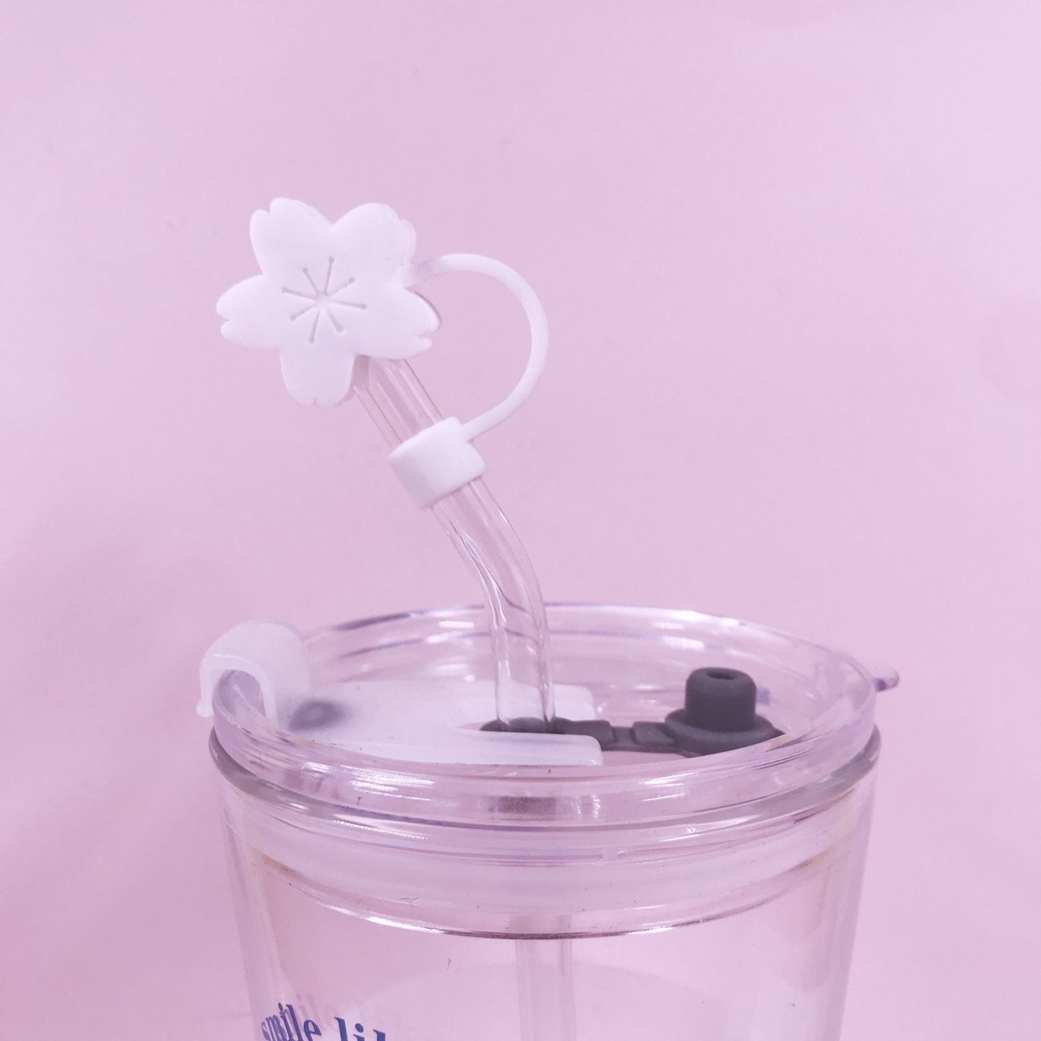 Straw cover net red cherry blossom straw cap lovely girl glass straw plug dust proof silica gel cover Starbuck straw cover