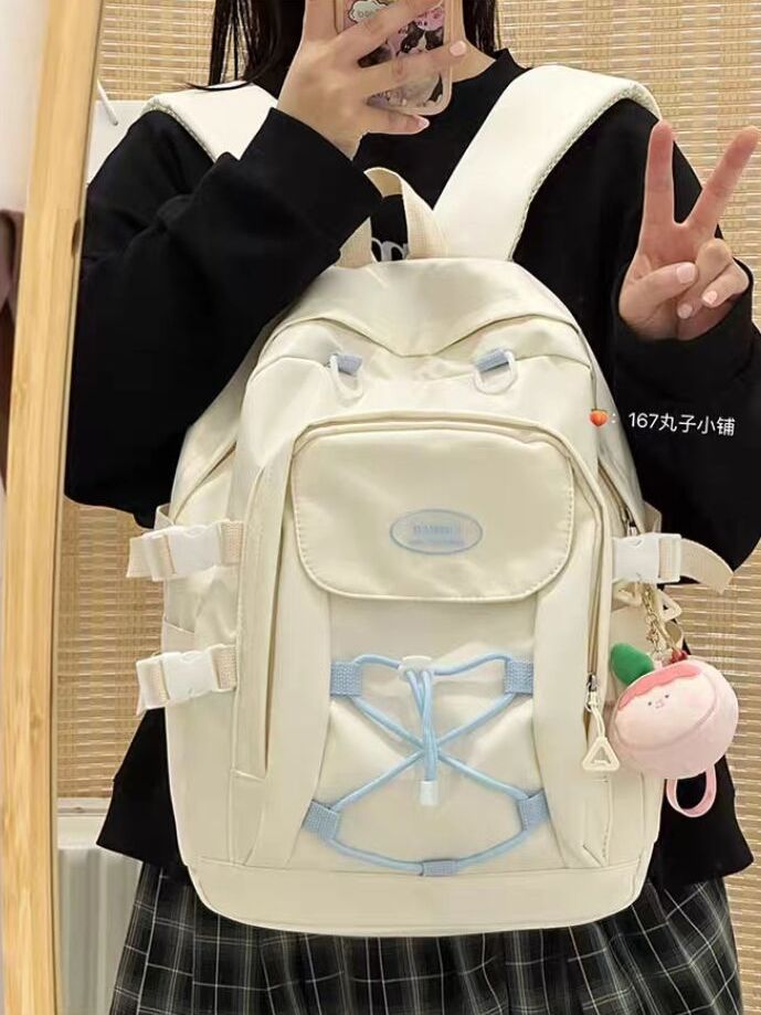 小眾設計感大小號書包女中學生少女復古日系高顏值高中生雙肩包女