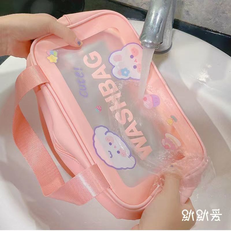 干湿分离化妆包透明便携大容量防水洗浴收纳袋女洗澡旅行洗漱品箱