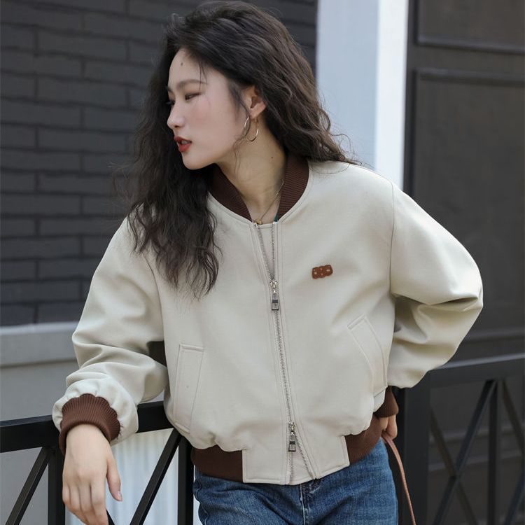 休閒外套女2023春秋新款時尚設計感立領短款寬鬆長袖上衣