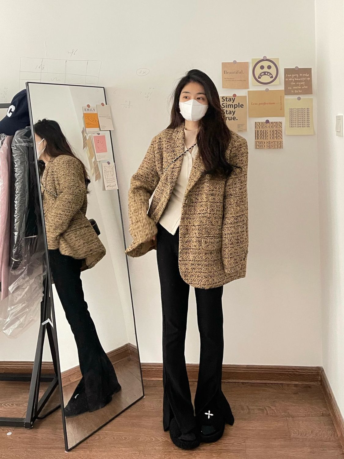 Light luxury style high-level sense thin suit collar top coat female spring and autumn new small French retro small suit