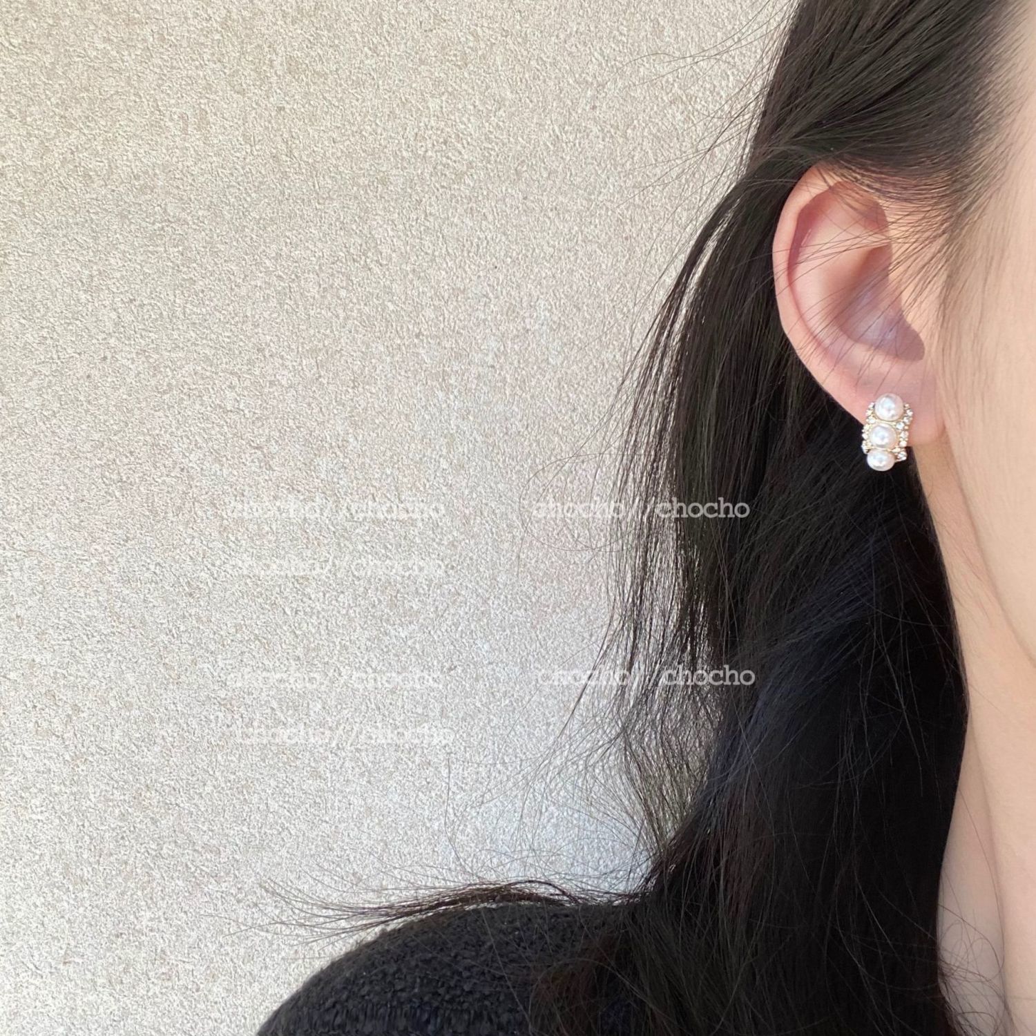 S925银针杜洛珍珠白精致高级感复古小众设计感法式珍珠耳钉耳饰女