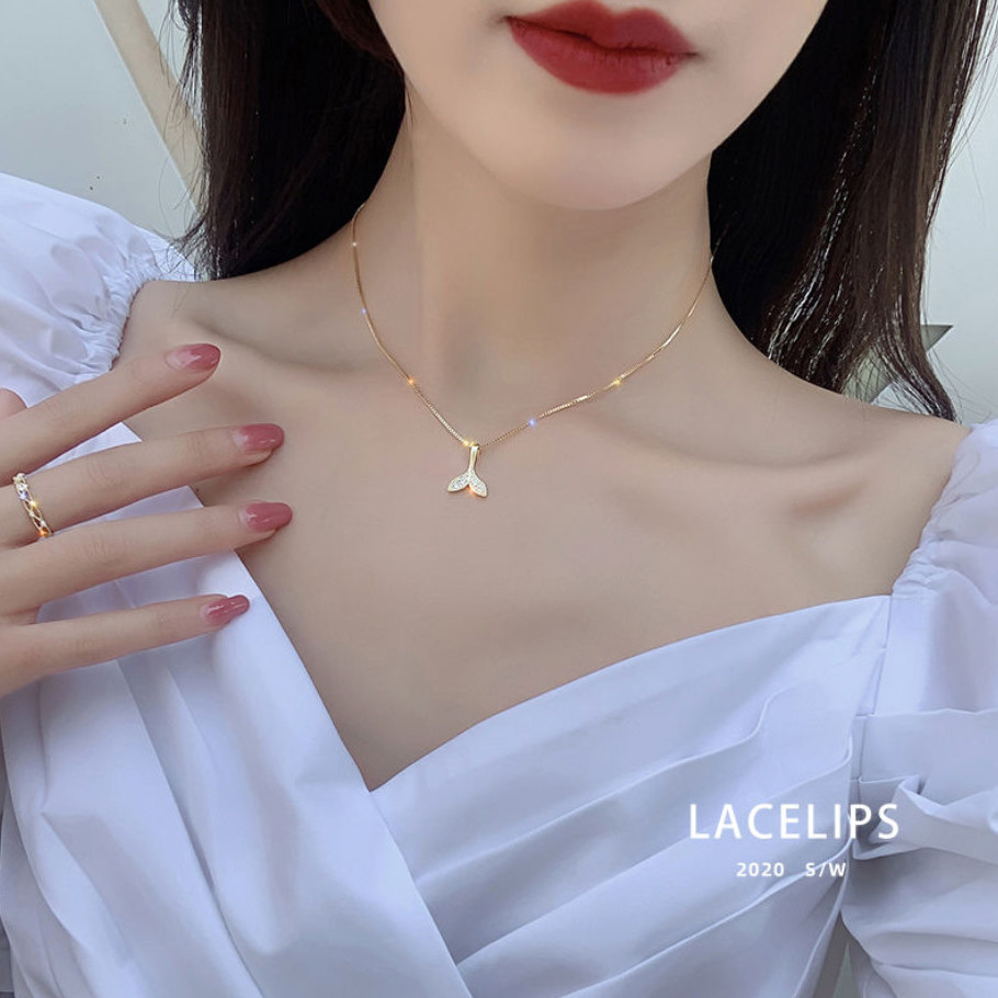 Mermaid's tail Necklace female student Korean version simple ins net red clavicle chain pendant birthday gift jewelry boudoir 925