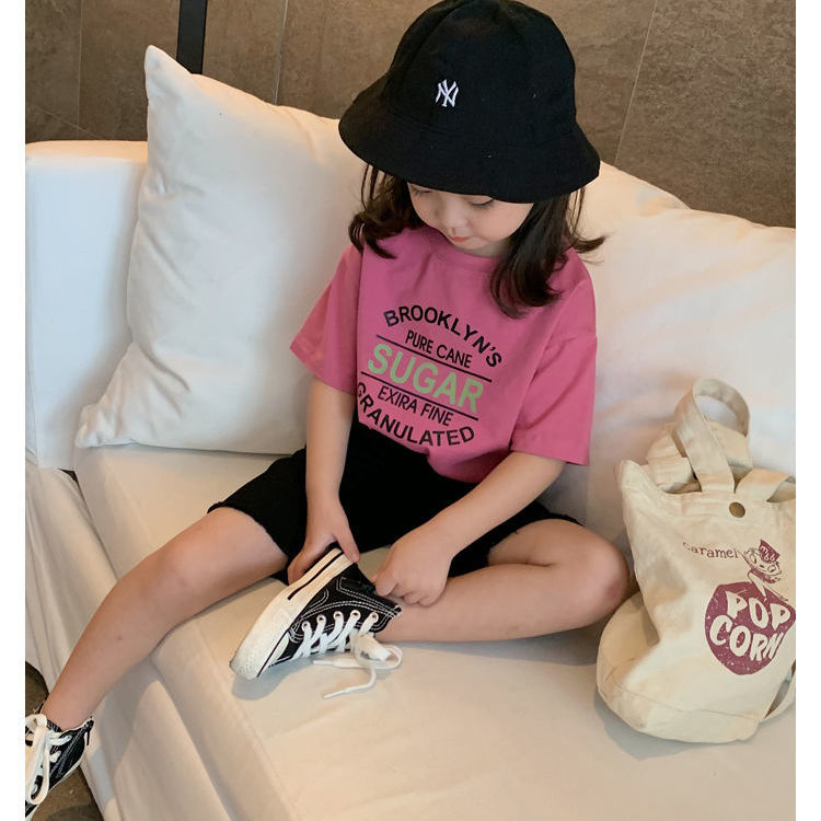 短袖女童寬鬆T恤寶寶2023新款純棉兒童洋氣夏裝韓版上衣圓領半袖