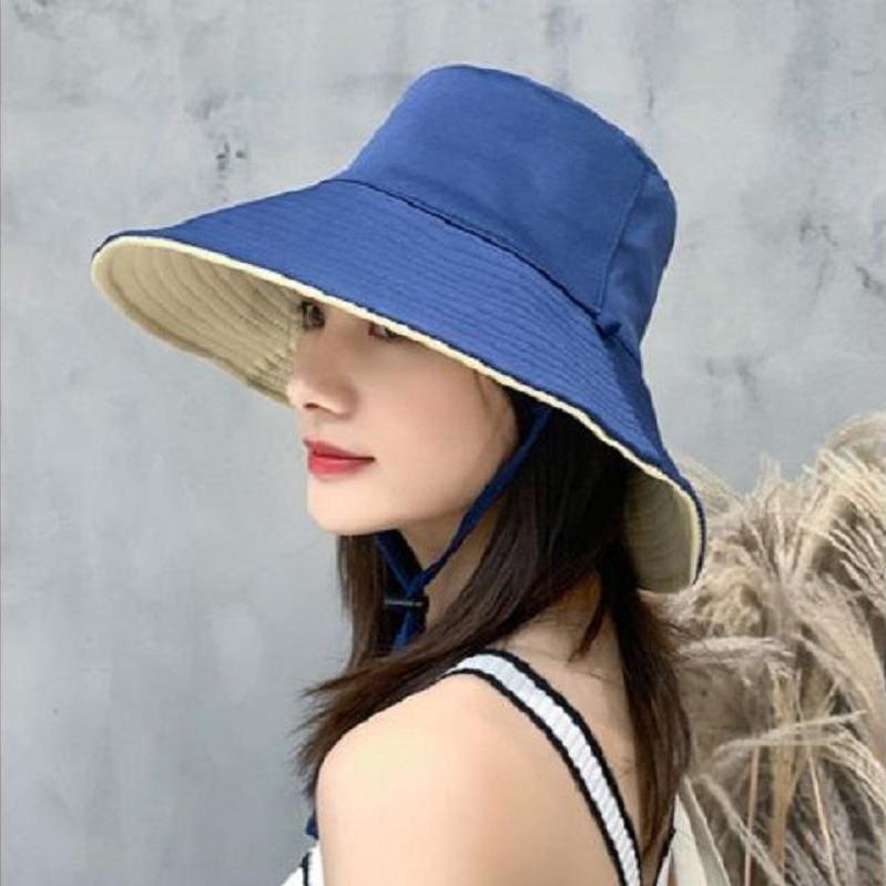 Fisherman hat for women spring and summer Korean style trendy Japanese style double-sided face-covering anti-UV hat large brim sun protection hat for men