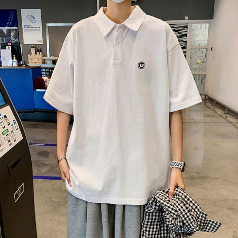 Sanji Cardin 100% cotton polo shirt short-sleeved t-shirt men's summer Hong Kong style ins loose Japanese trendy clothes