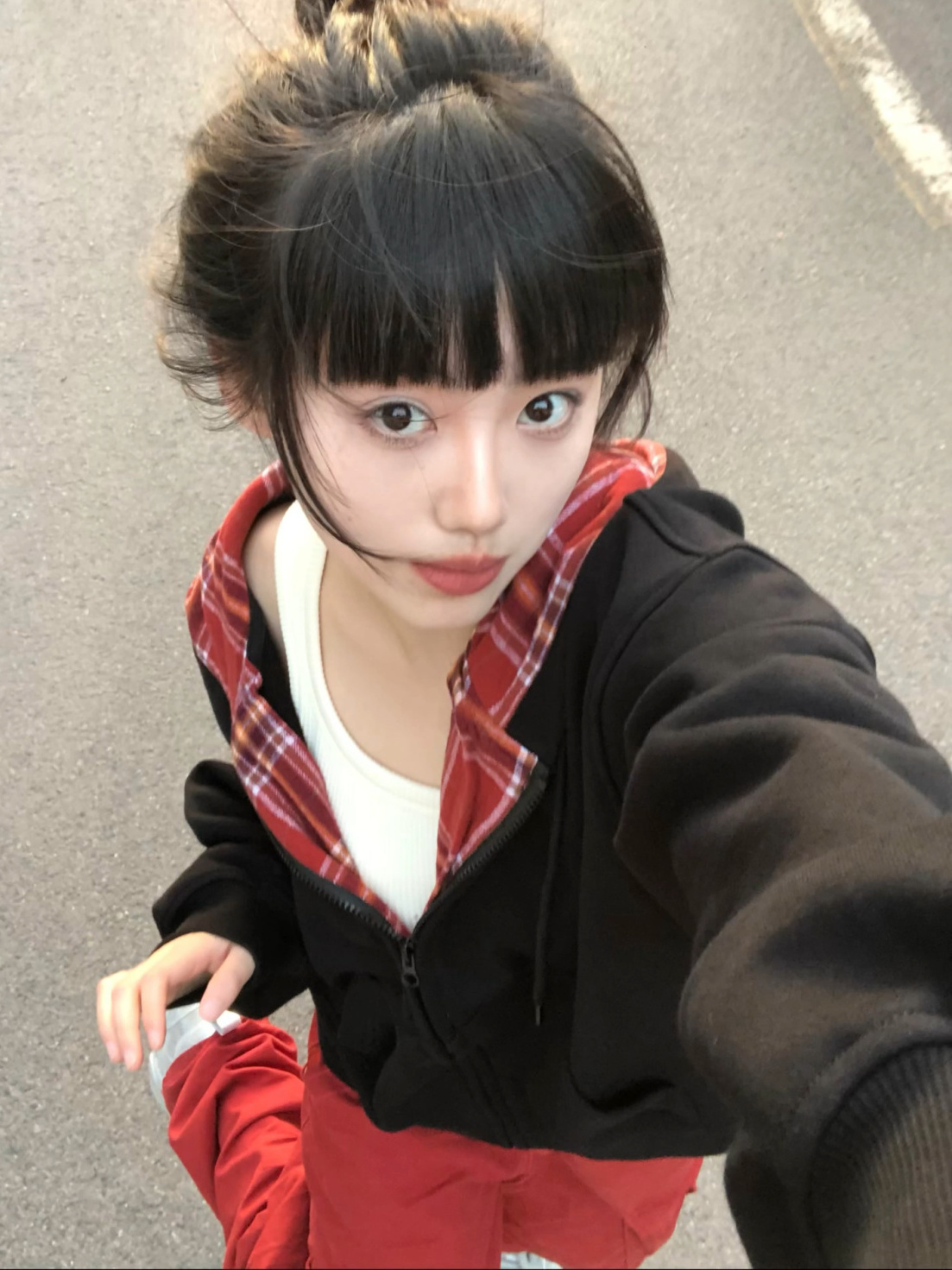 少年感拿捏了!!!【格紋雙層帽】韓系校園風連帽衛衣女INS韓版外套