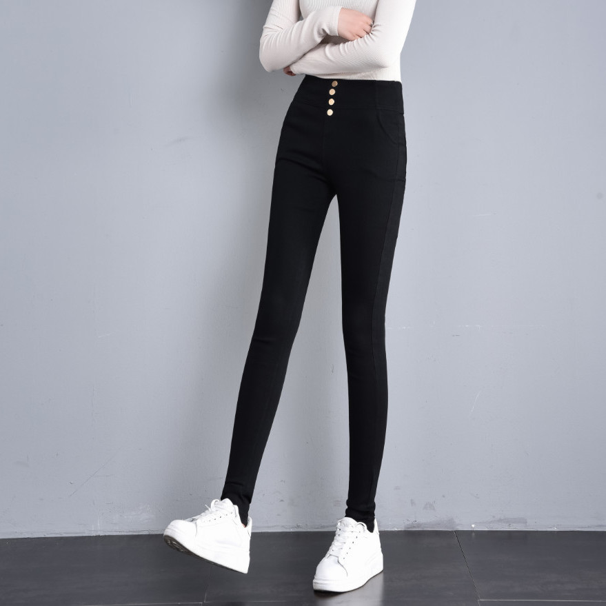 2023 Spring and Autumn Black Leggings Women Outerwear Thin Section High Waist Tight Feet Magic Pants Elastic Thin Pencil Pants