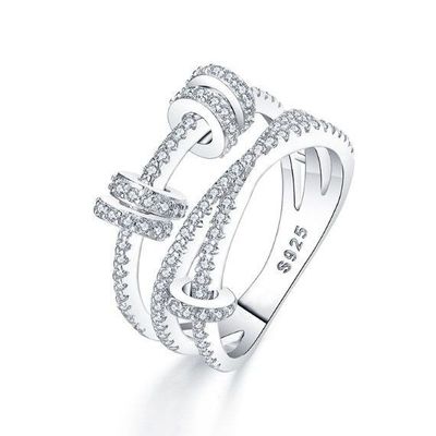欧美925纯银食指戒指女时尚个性ins潮人小众设计时来运转网红指环