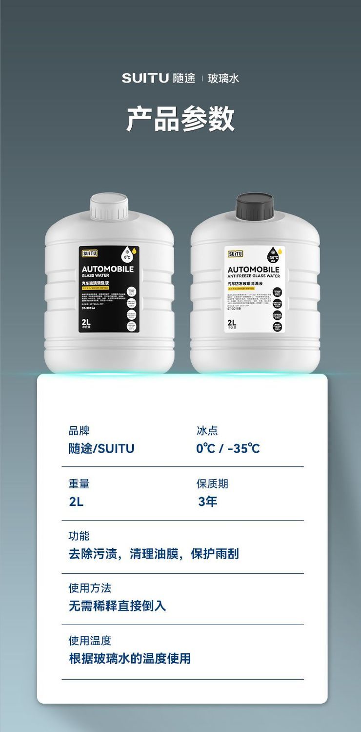 莱鸣 防冻玻璃水无色2L四季通用玻璃强效去污去油膜汽车用品
