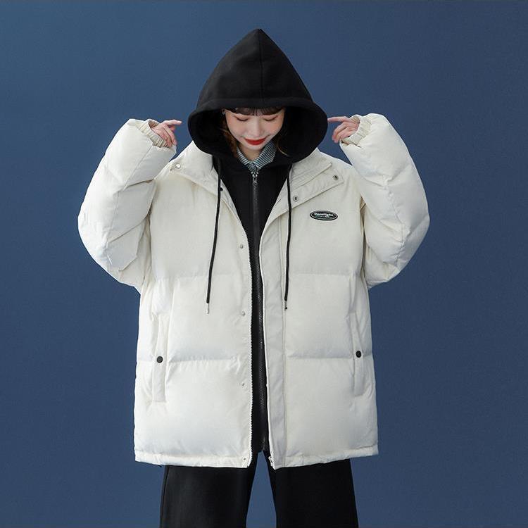 Winter chic Hong Kong style thickened fake two-piece jacket Korean version loose oversize tooling trendy brand cotton clothes cotton clothes tide