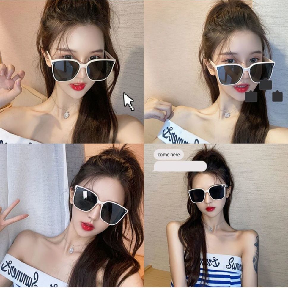 Internet celebrity Xiaohongshu Suyan artifact retro slim anti-ultraviolet sun sunglasses women's square large frame sunscreen