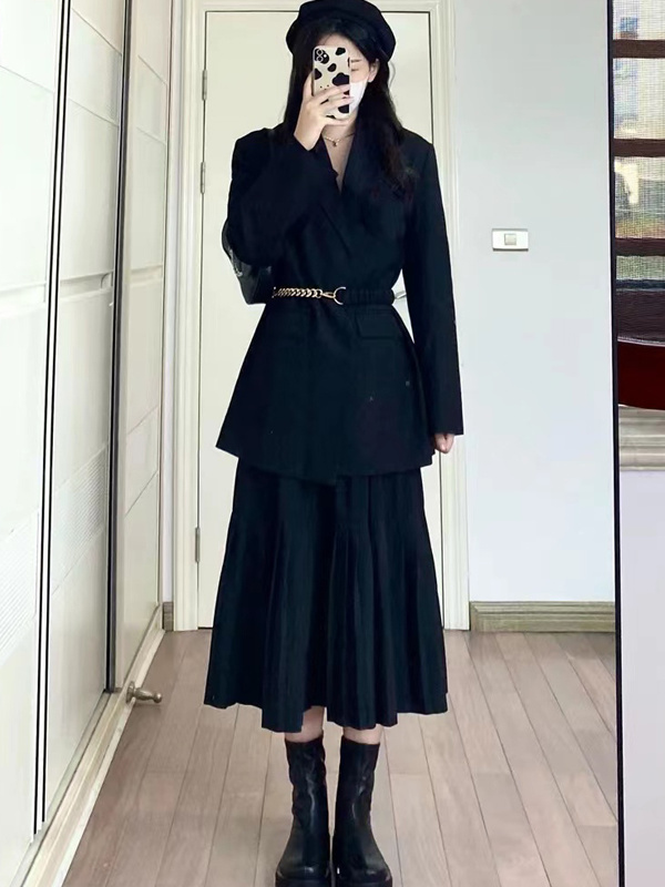 Black suit jacket for women spring and autumn new style high-end goddess style small slim casual fashion small suit