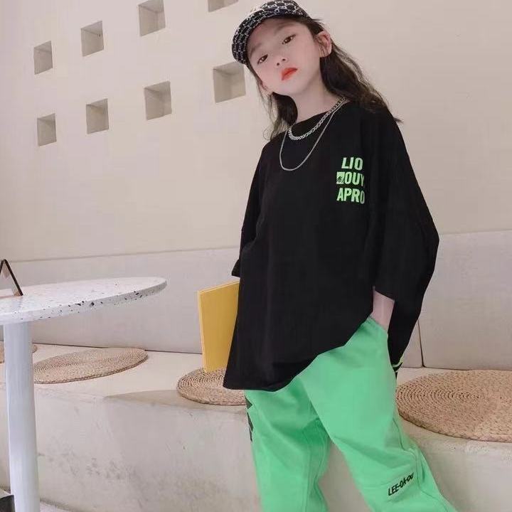 Children's clothing girls' suit 2022 new summer fashion Korean style casual short-sleeved medium and big children's Korean style pants two-piece set
