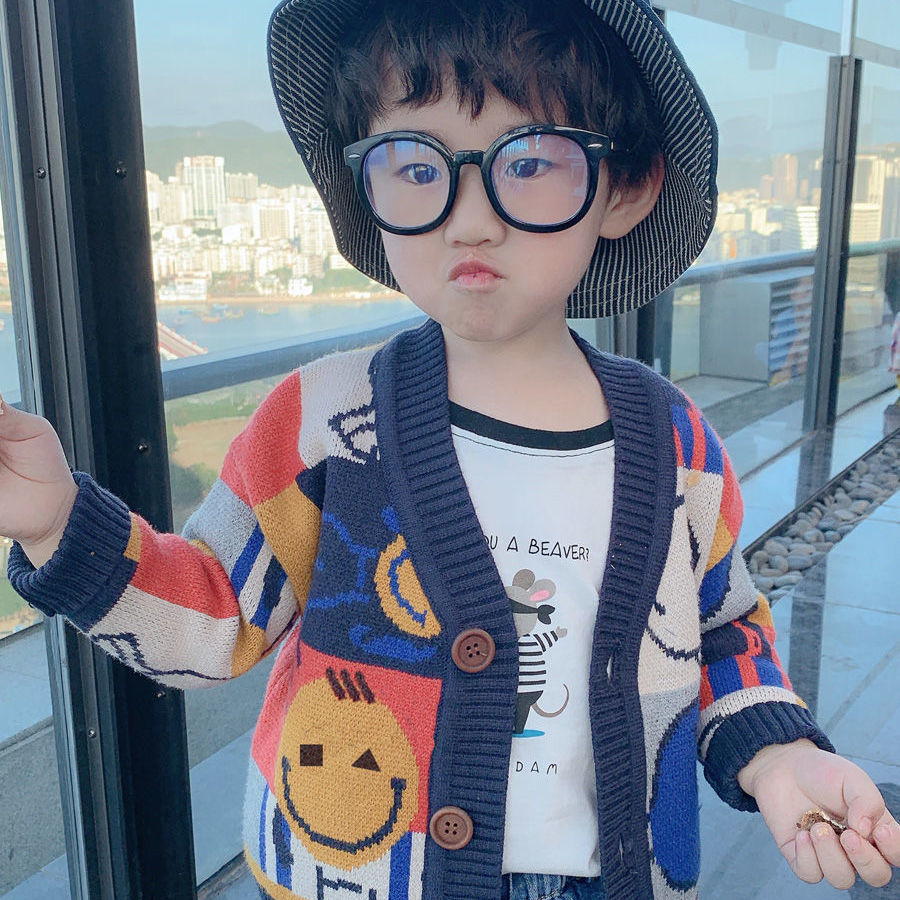 Boys and girls' sweater cardigan children's boy's coat knitted foreign style baby spring clothes spring and autumn 2020 NEW