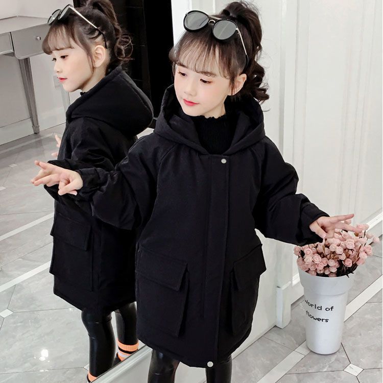Girls' cotton-padded clothes 2023 winter clothes new children's mid-length girls thickened cotton-padded jacket foreign style girl's cotton-padded jacket