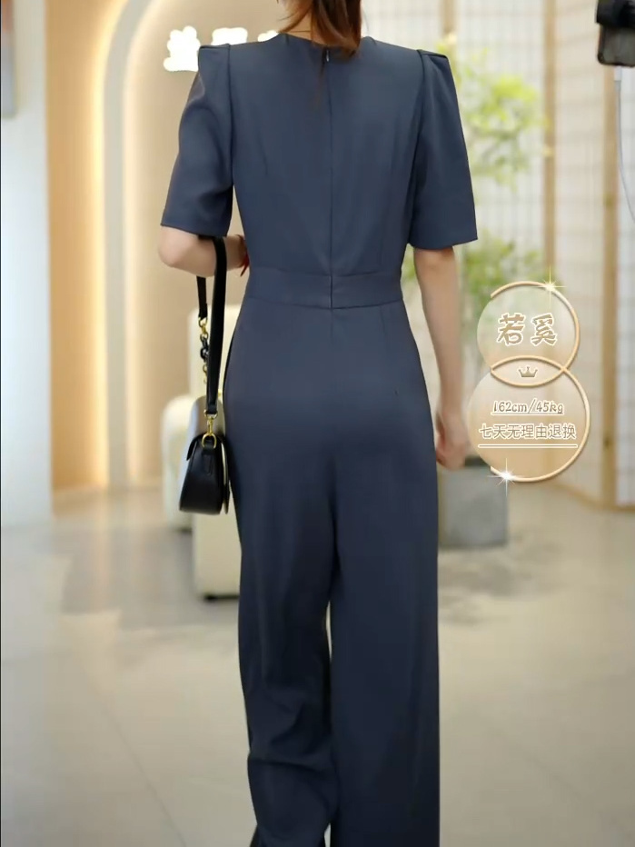 法式轻奢小众收腰修身显瘦通勤气质减龄连体裤2023夏季新款设计感