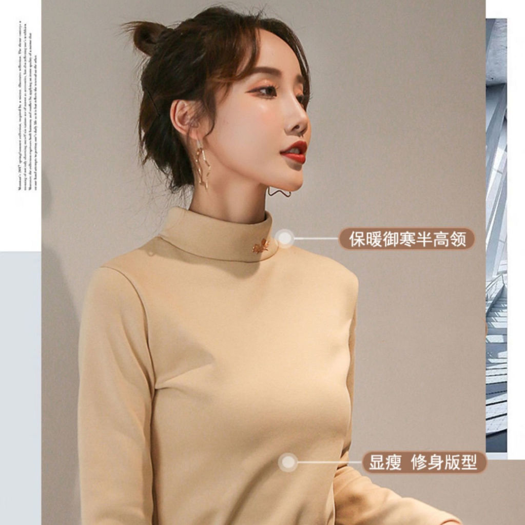 88558-半高领秋冬款打底衫女温柔系双面德绒新款修身显瘦高档内搭长袖女-详情图