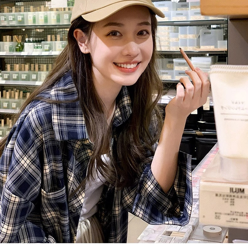 外穿格子襯衫女夏2023年新款襯衣設計感薄款外搭小眾上衣外套春秋