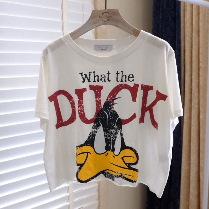 South Korea's Dongdaemun short-sleeved t-shirt women's 2021 summer new Korean version of the cartoon duck age-reducing hot girl short top