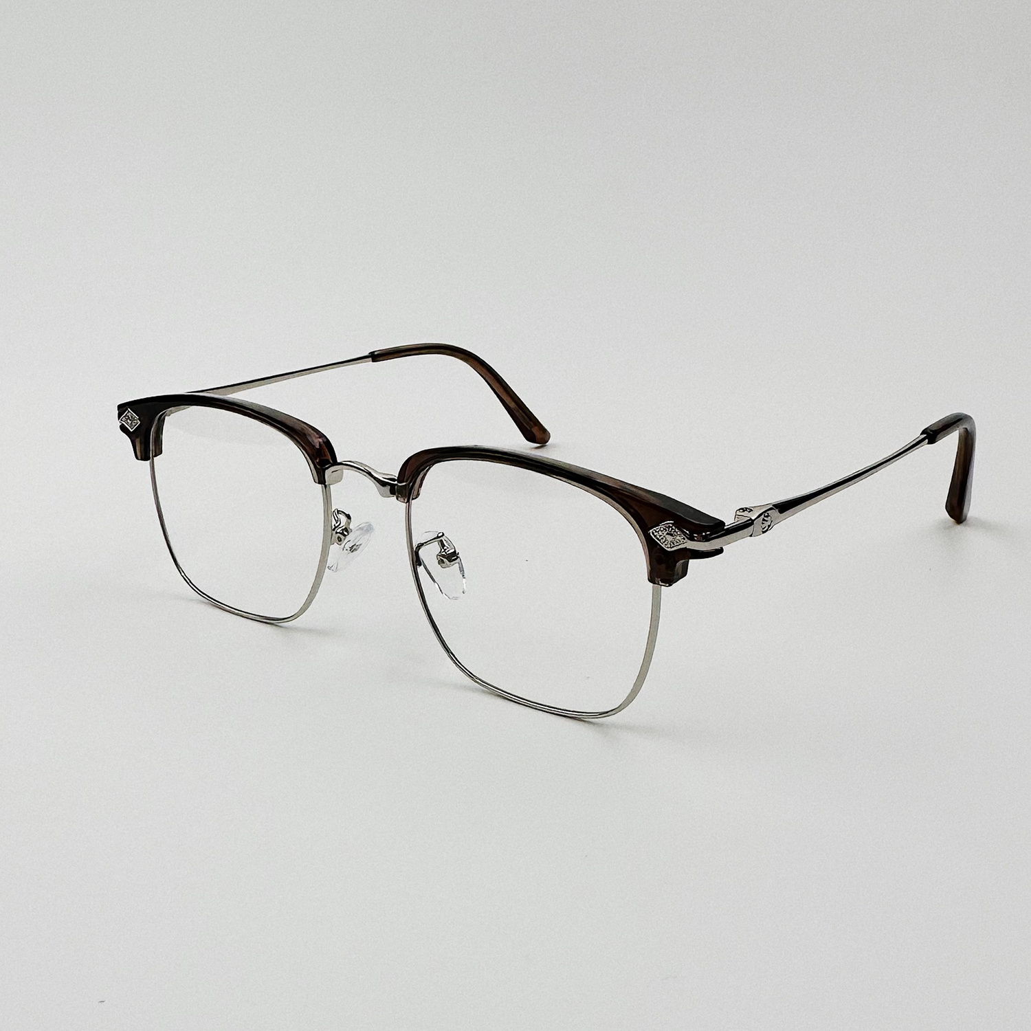 Retro metal cold brown elegant glasses can be equipped with degree myopia frame without makeup anti-blue light female flat mirror male