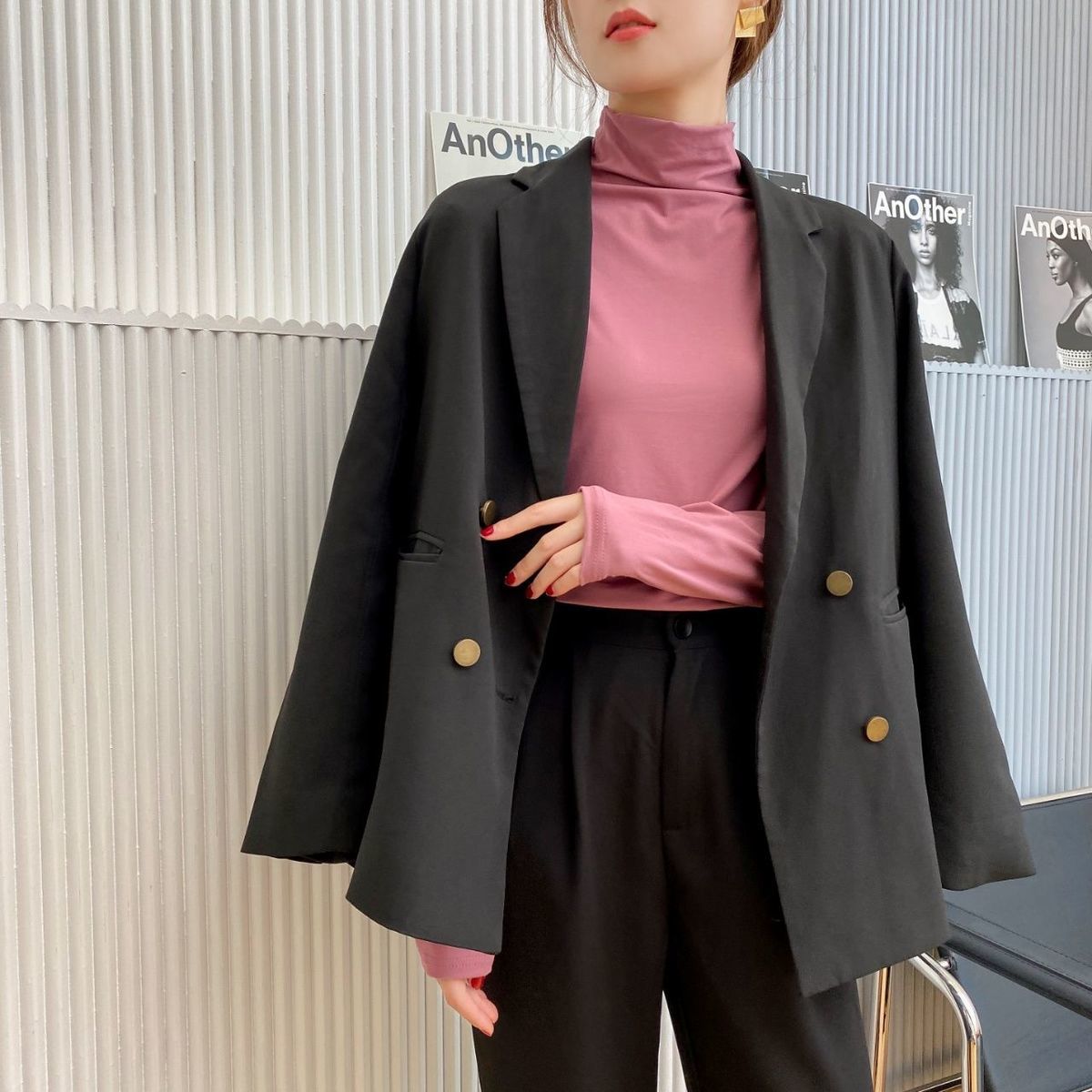 88620-春秋莫代尔半高领内搭洋气长袖t恤女秋冬薄款上衣2021新款打底衫-详情图