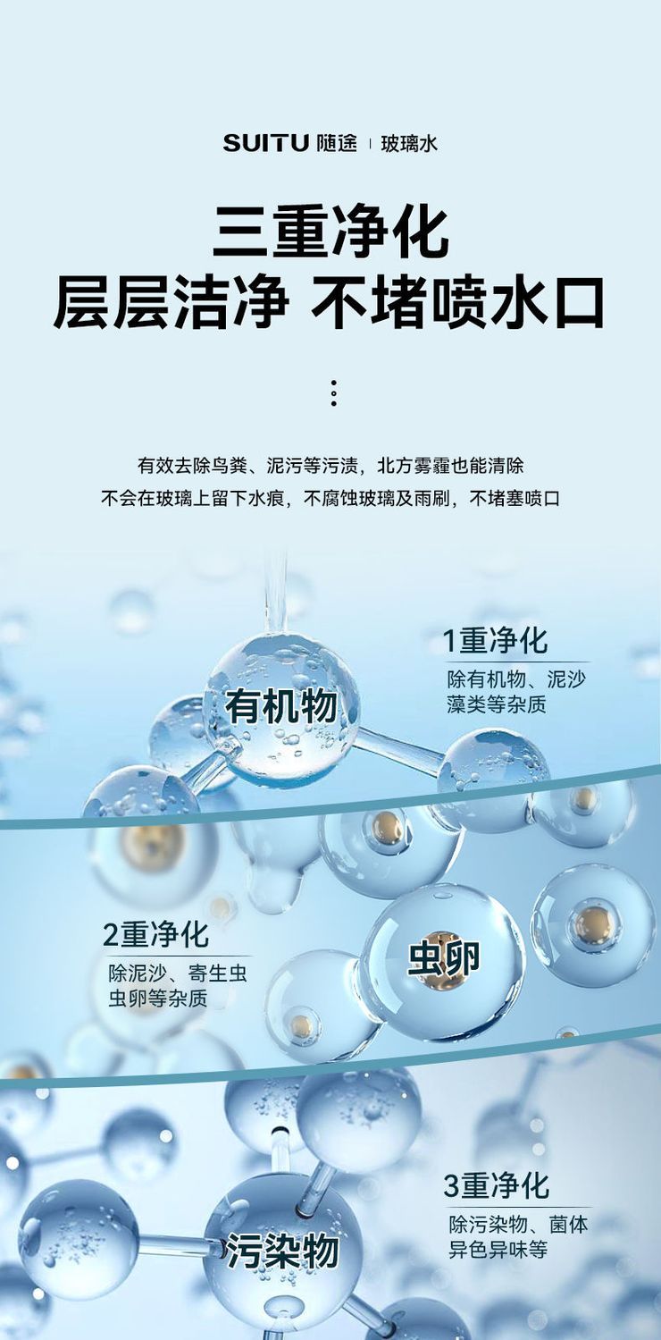 莱鸣 防冻玻璃水无色2L四季通用玻璃强效去污去油膜汽车用品