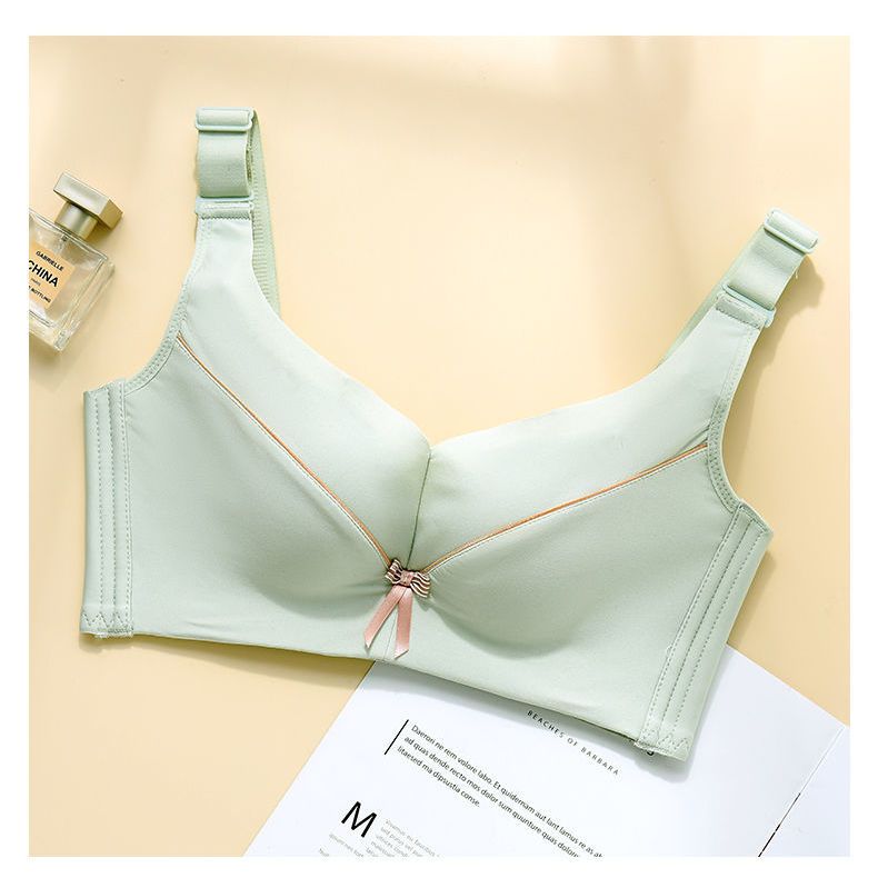 Non-magnetic Thai latex underwear women's non-steel ring gathered breasts anti-sagging seamless thin bra set