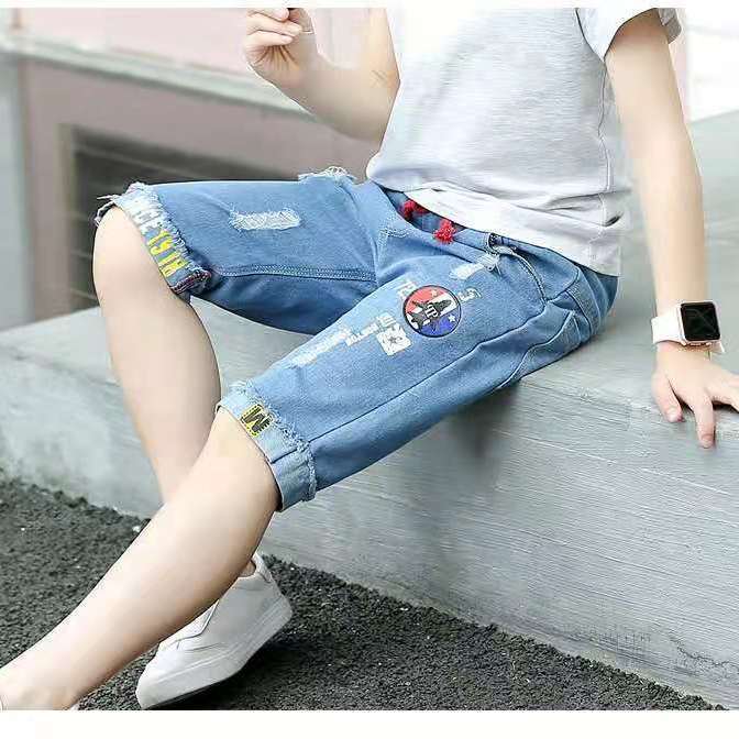 37758-夏季儿童七分裤新款中裤男童牛仔裤儿童马裤男孩子短裤韩版童裤-详情图