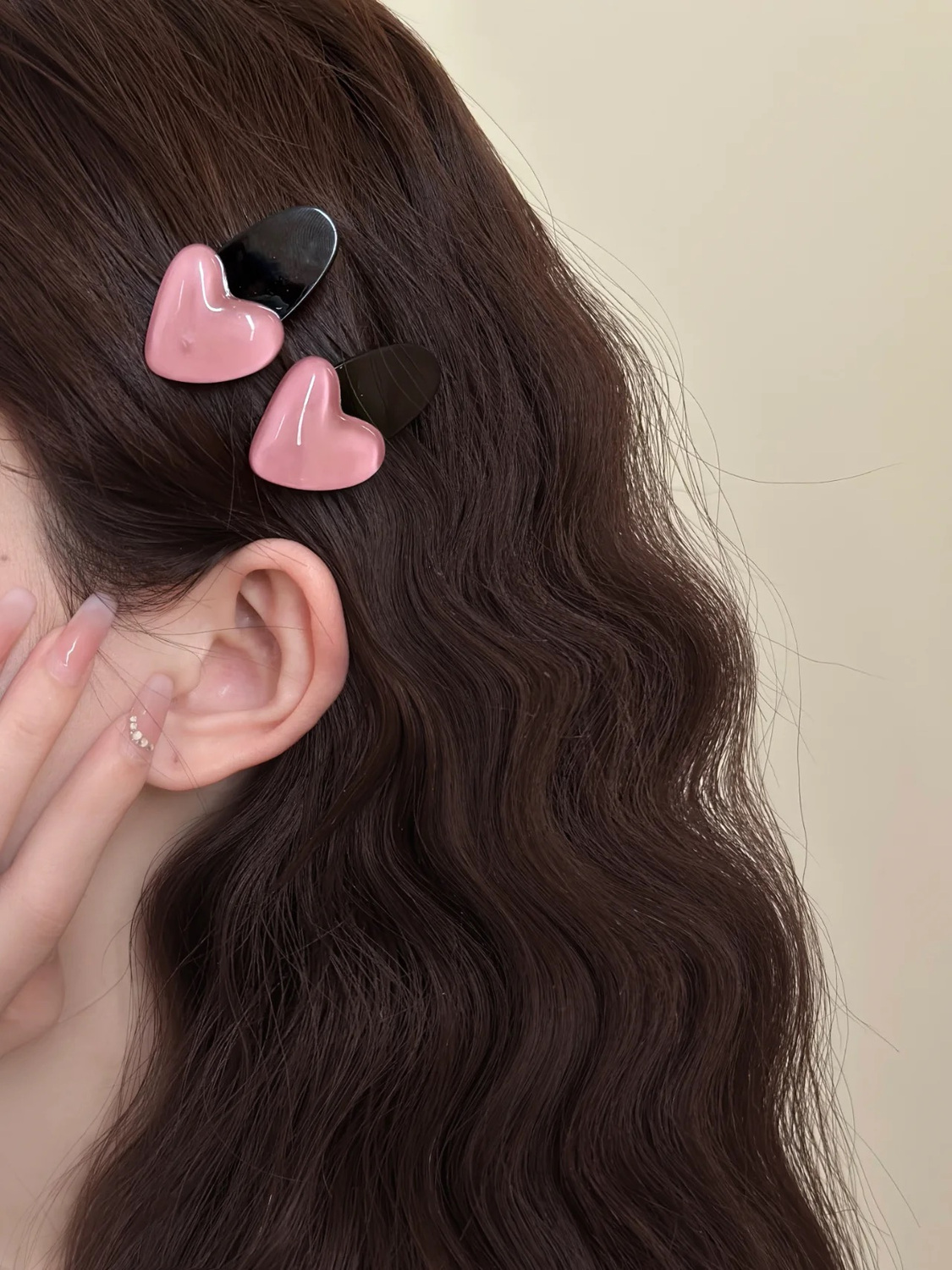 Pink girl translucent love hair clip female side temperament bangs hair clip side clip 2023 new hair accessories