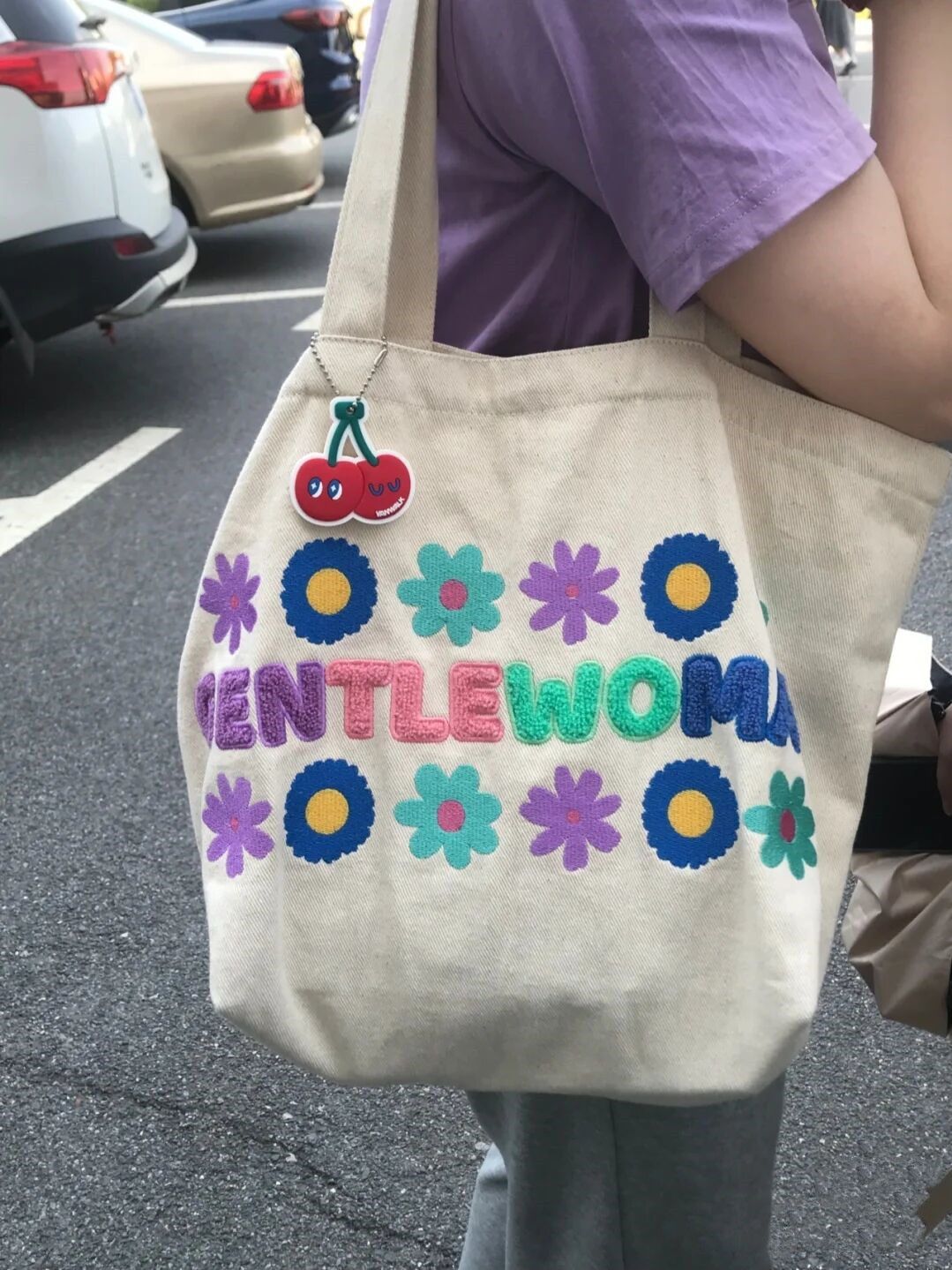 原創漸變帆布包包女包春夏新款華流時尚小眾可愛小熊包包斜挎包