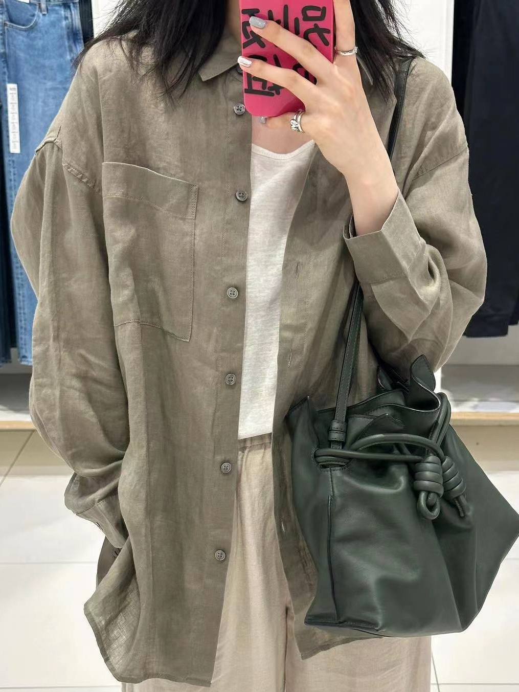 夏季薄款純棉襯衫外套女2023新款寬鬆上衣別致襯衣防曬開衫外穿潮