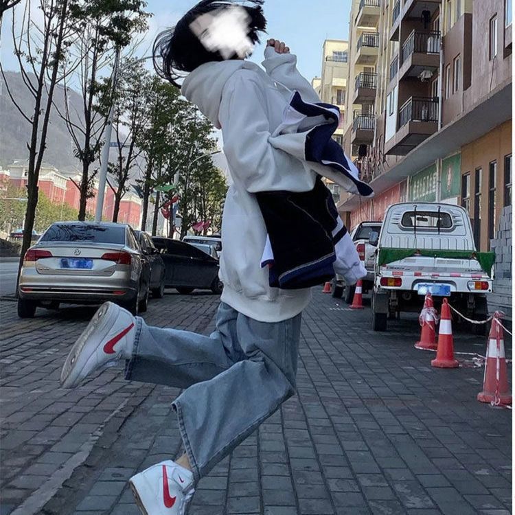 54199-高腰阔腿直筒牛仔裤女韩版宽松直筒春夏季新款百搭显瘦拖地裤学生-详情图