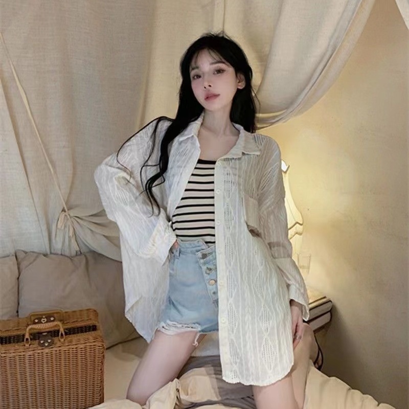 白色襯衫女春秋設計感小眾寬鬆小個子上衣純棉疊穿襯衣