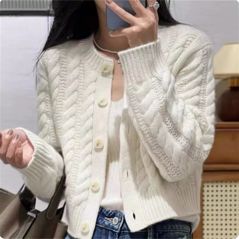 麻花毛衣外套女早春秋季2023年新爆款女裝減齡漂亮洋上衣針織開衫
