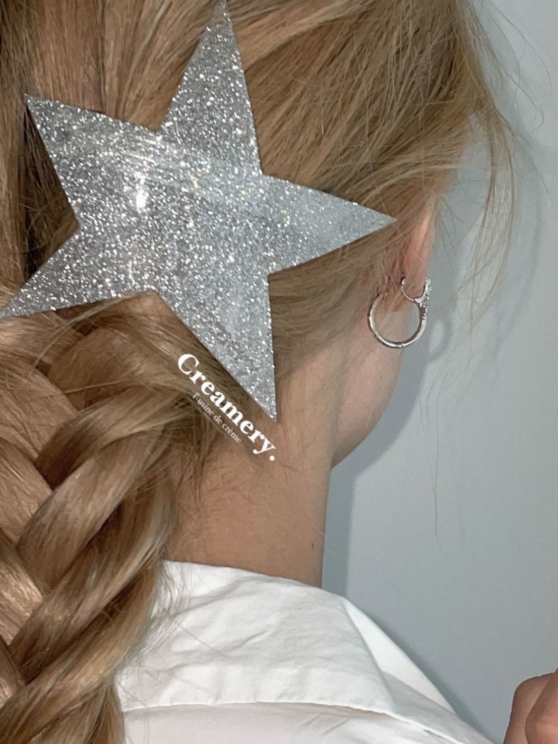 Women's group style silver super flash irregular star hair clip spring clip one word clip hot girl super cool fashionable side clip female