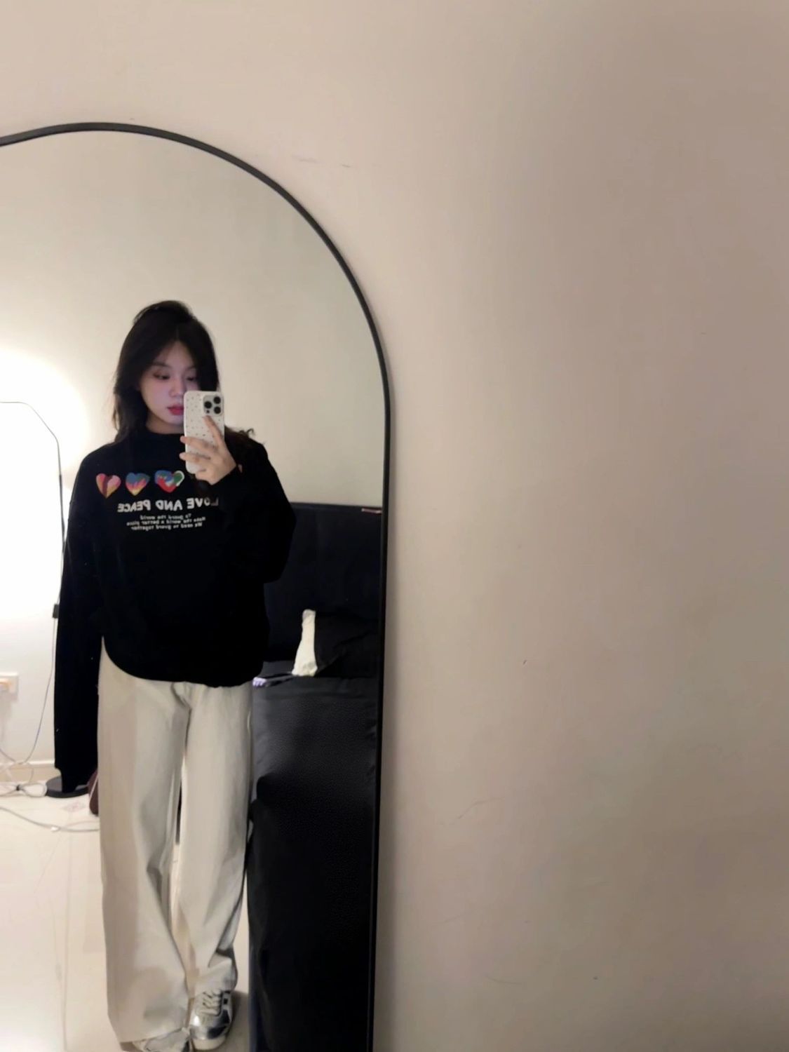 黑色韓系圓領chic港味套頭衛衣女早秋季設計感小眾美式慵懶上衣潮