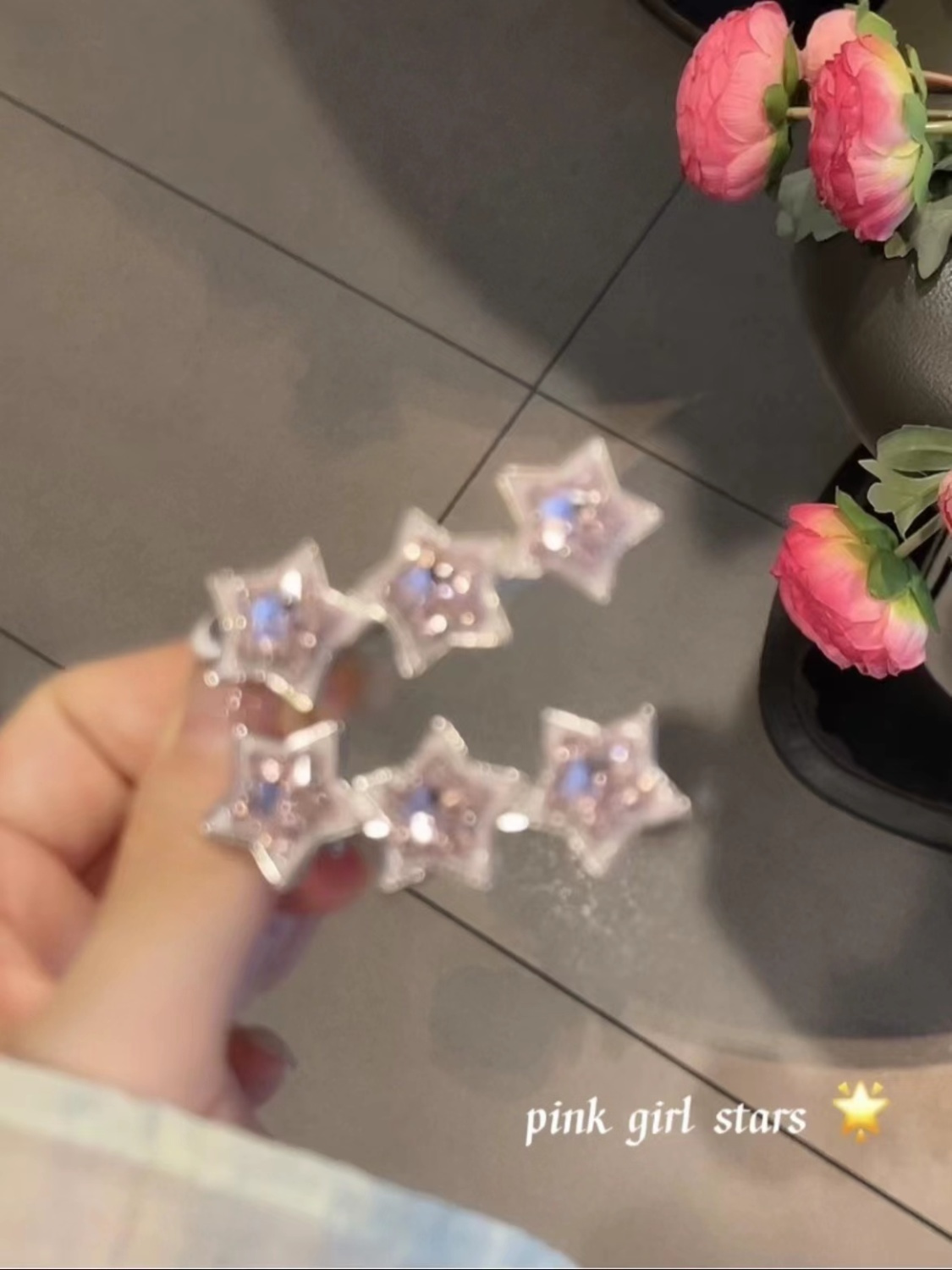 甜酷粉色滴油閃閃鋯石星星髮夾粉嫩少女心鴨嘴夾子ins風發卡邊夾