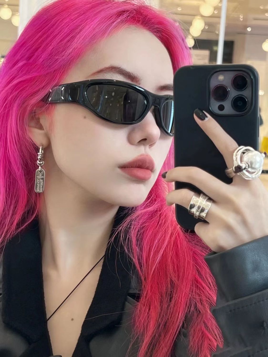 復古前衛時髦連體眼鏡jennje同款墨鏡女高級感圓臉小防曬太陽眼鏡