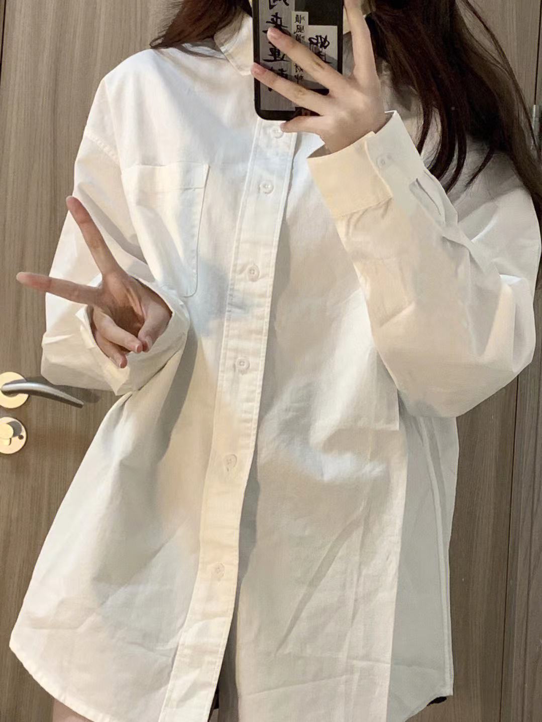 撿漏~高級白色襯衫女春秋內搭外穿情侶襯衣寬鬆百搭學生上衣